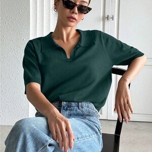 Women's Green Polo Top